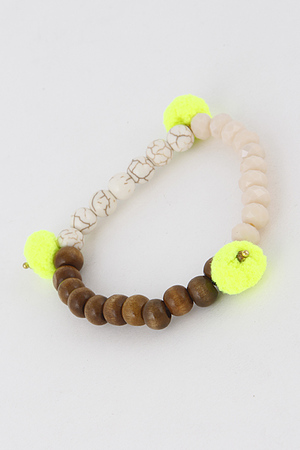 Simple Multi Tone Bracelet With Puff Ball 6JBB5
